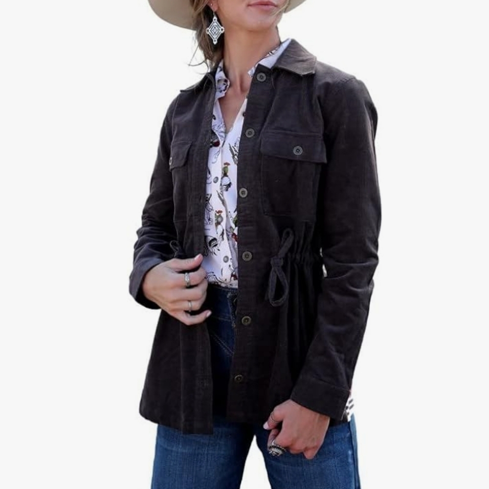 Cruel Denim Western Equestrian Cordoroy/Sweater Shacket Waist Brown, Small, NWT - Picture 4 of 16